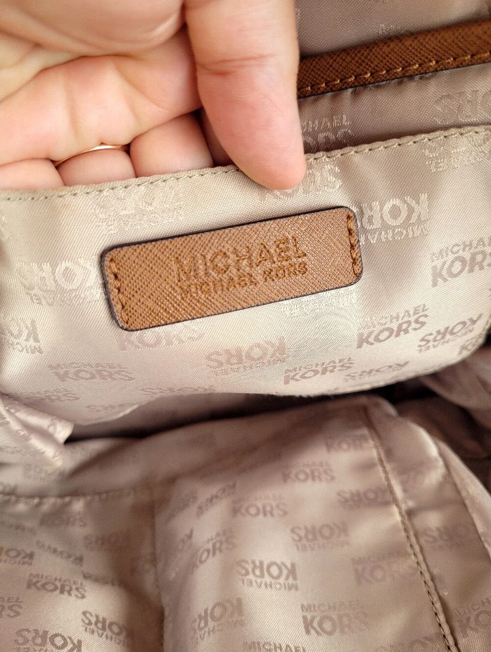 Michael Kors Jet Set Electric Blue Nylon Backpack with Tan Faux Leather Straps